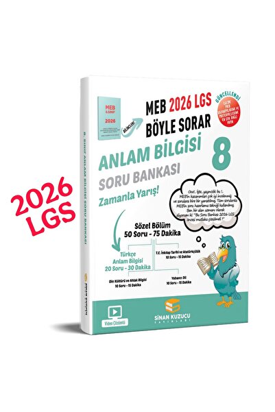 SİNAN KUZUCU YAYINLARI 2026-2027 Müfredat 8 Sınıf Lgs Meb Böyle Sorar ANLAM B...