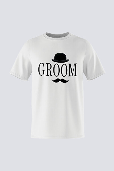 Tişört Mania تي شيرت مطبوع للجنسين بقصة عادية 100% قطن - Groom Son