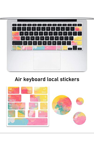 M2M Klavye Koruyucu Sticker – Renkli Suluboya Tasarım, Parlak Kaplama