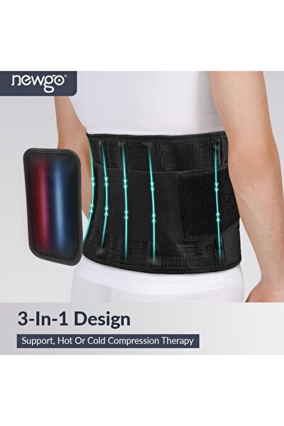 NEWGO Centura de sustinere a spatelui cu 5 bare de sustinere, cu buzunare det...