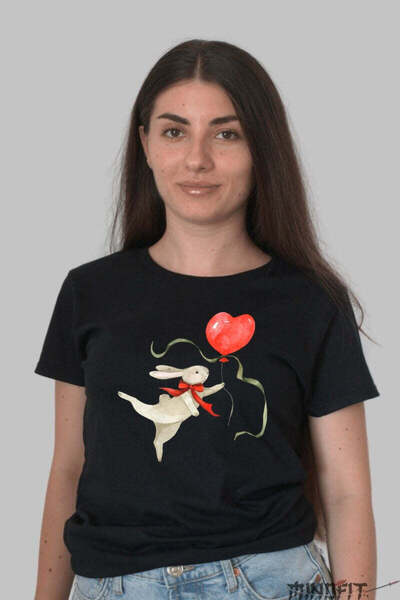 GILDAN Γυναικείο Ονειρικό Μπλουζάκι με Κουνελάκι, Μπαλόνι και Ανοιξιάτικο Λου...