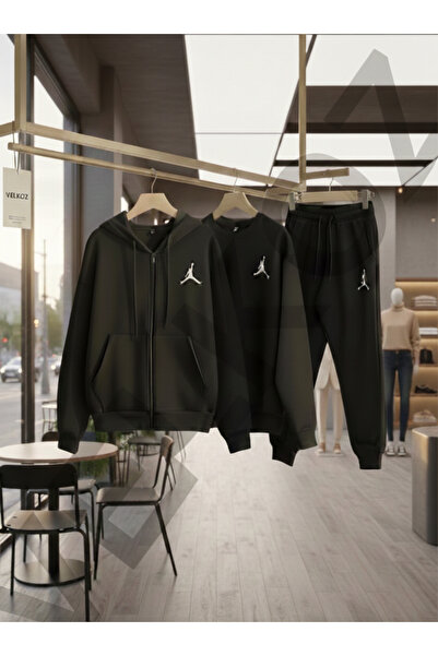 Syndra Basket Printed 3-Piece Winter Tracksuit Set (Zippered and Crew Neck Sw...