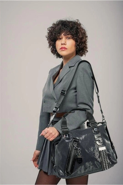 Alfanora Jews Black Leather Hand and Shoulder Bag