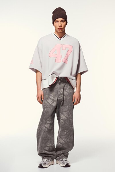 Bershka Baskılı süper baggy fit pantolon