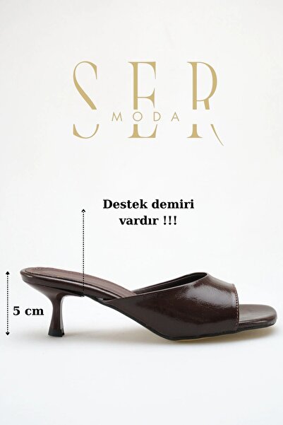 sermoda Heeled Women's Slippers - 5 cm Thin Heeled Blunt Toe Women's Slippers...