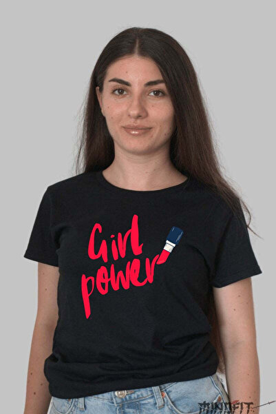 GILDAN Γυναικείο μπλουζάκι  "Girl Power " με κόκκινο κραγιόν