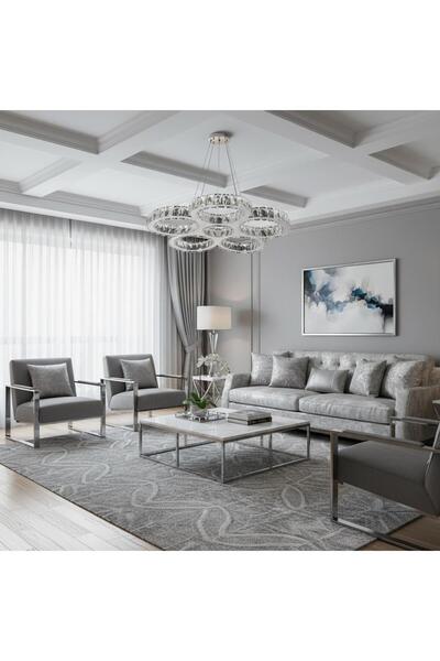 Elizim Home Lighting Janti kristal taşlı krom ledli avize