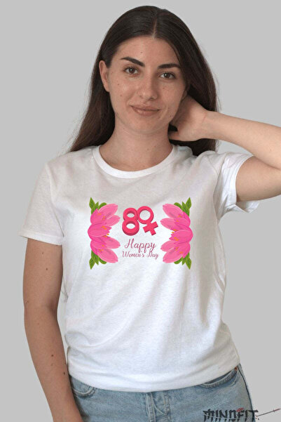 GILDAN Women's Pink Happy Women's Day 8 March T-Shirt