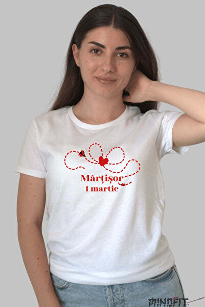 GILDAN Tricou Martisor 1 Martie Cu Fundita Rosie Dama