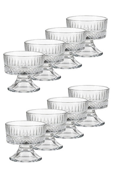 SUPPLIER Set of 8 Crystal Glass Dessert Bowl Set with Base | Premium Cups for...