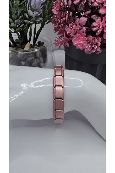 ahsenaksesuar2025 İtalyan Çelik Charm Bileklik Mat Rose Gold Renk Kararmaz Pa...