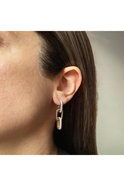 GOX Rectangular Shaped Stone 3 Ring Chain Earrings