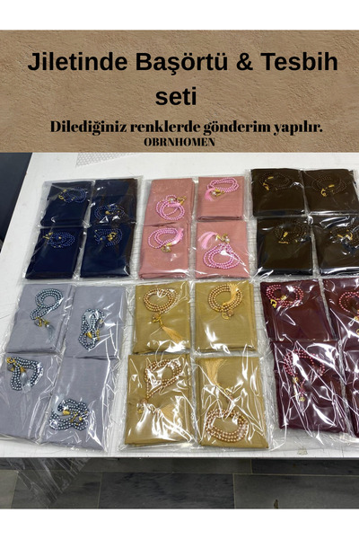 OBRNHOMEN 41'li Hediyelik Başörtüsü Tesbih Seti – 6 Adet Karışık Mevlüt, Kand...