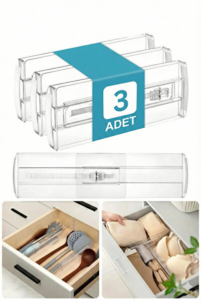 Kelira 3 Adet Ayarlanabilir Yapışkansız Kilitlenebilir Şeffaf Çekmece Plastik...