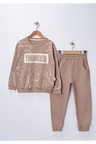 ZİMEXİ Printed and Embroidered Boys' Tracksuit Set