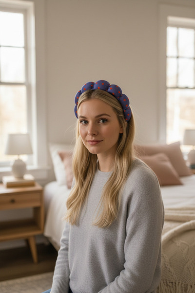 KANİNCHEN Women's Fabric Heart Patterned Crown Buckle Makeup Crown Hair Crown