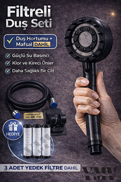 YMV Filtreli Duş Başlığı – Masaj Etkili | Klor & Kireç Önleyici | PVC Hortum ...