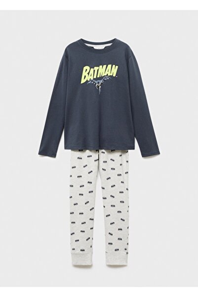 MANGO Kids Batman baskılı uzun pijama takımı