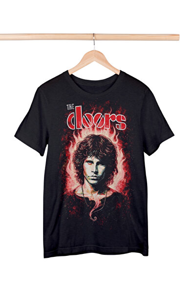 Texclusive Tricou The Doors Negru Unisex din Bumbac Pieptănat