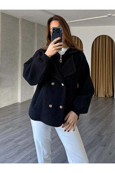 Coral Kapüşonlu Kruvaze Yumoş Hırka 140405 Siyah