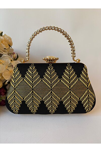 Ceylan Abiye Çanta - Siyah Arnavut İşi El İşlemeli Abiye Çanta