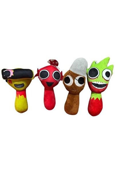 OEM Set de 4 jucării de pluș Sprunki, 21 cm, multicolore