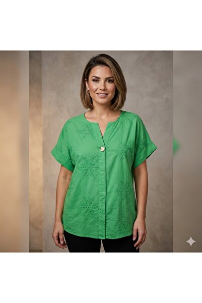 ihaoo Women's blouse with embroidered inserts