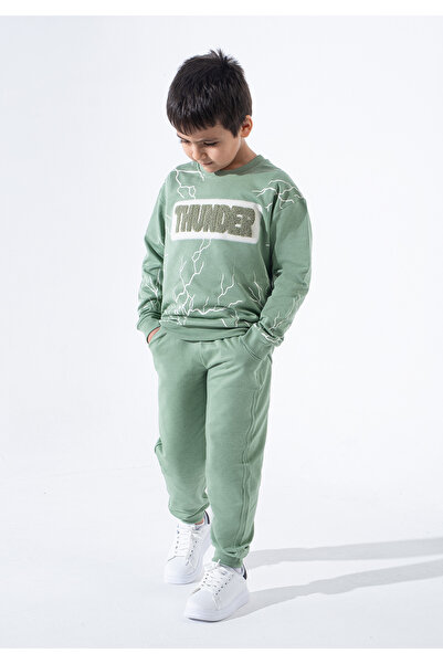 ZİMEXİ Printed and Embroidered Boys' Tracksuit Set