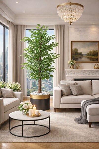 Altun Çiçekcilik Benjamin 200 Cm Ağaç Lux Metal Saksı Dahıldır