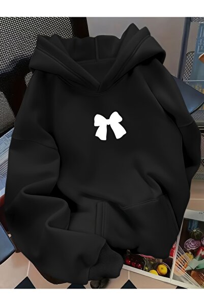 Deocept Unisex Minimal Ribbon Printed Hooded Kangaroo Pocket Comfortable Fit ...