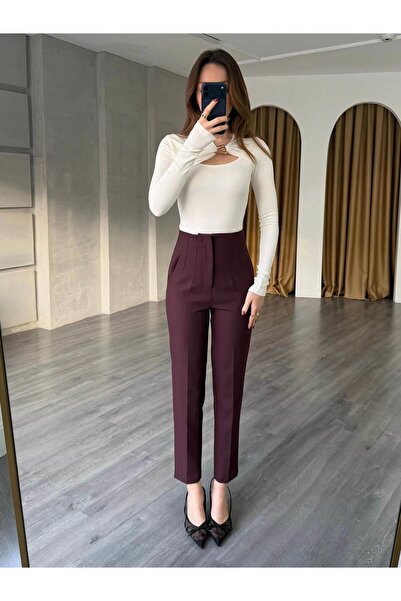 Coral Pants with Hidden Pockets 5926 Claret Red