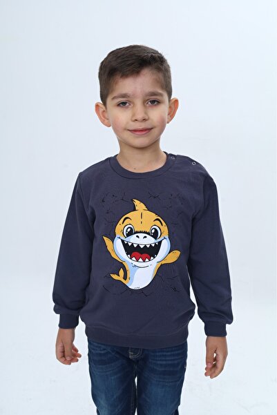 Toontoy Φούτερ για αγόρια με στάμπα καρχαρία και κουμπωτά κουμπιά