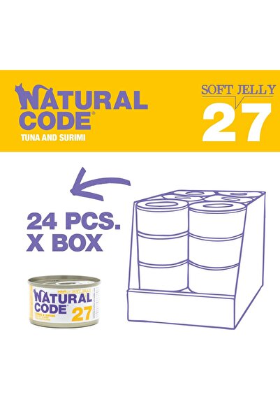 Natural Code علب تونة وسوريمي في جيلي للقطط، 85 غرام، عبوة من 24 علبة