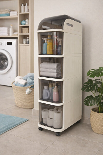 Loremp 5 Kapaklı Tekerlekli Ev Ofis Banyo Yatak Odası Düzenleyici Depolama