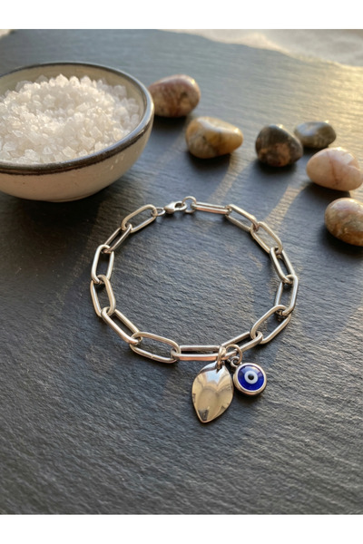 ELUNE İSTANBUL Elune Nazar Detailed Chain Bracelet – Silver Color