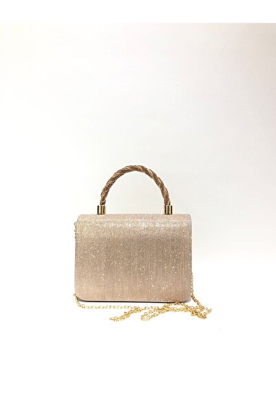 womenacs Material cu model laser de culoare aurie Rochie de seară Portofoliu ...