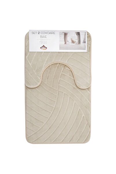 Casa Plastor Set of 2 Bathroom Rugs Casa Plastor, Spirals, 75x45 cm, Beige