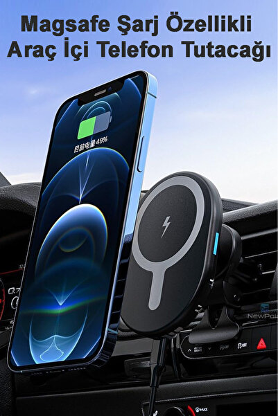 Tech&bello accessories Magssafe Şarj Özellikli 15W Klipsli Araç İçi Telefon T...