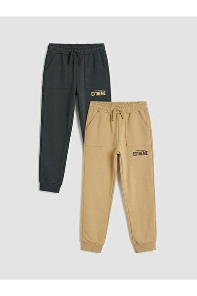 LC Waikiki LCW Παιδικό Μπεζ Ελαστικό Ανδρικό Παιδικό Παντελόνι Jogger Σετ 2 τ...