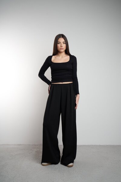 citycenterfashion Women's Wide-Leg Modal Pants with Side Tie Detail at the Wa...
