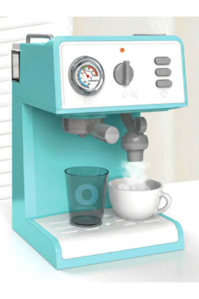 a v d a Gerçek Su Ve Buhar Efektli Pilli Sesli Oyuncak Kahve Makinesi - Mavi