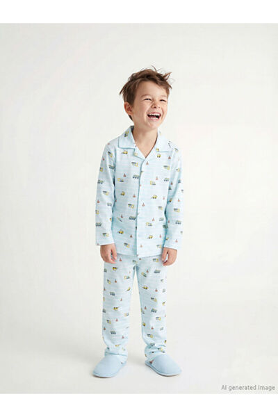 LC Waikiki Quality Pieces from Çelebi Store: Oval Collar Boys' Pajama Set