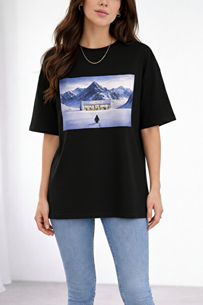 Softandbasic Tricou de damă, 100% bumbac organic, imprimat, cu decolteu tip crew