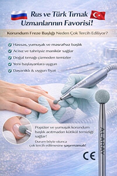 alaraycosmetics 6 mm Korundum Taşlama Freze Ucu | Ekstra Yumuşak Kütikül Temi...