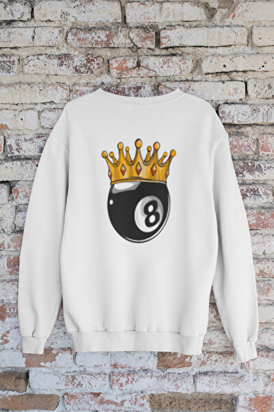 MG Bilardo Top 8 Printed Cotton Long Sleeved 3 Yarn Thread Unisex Sweatshirt