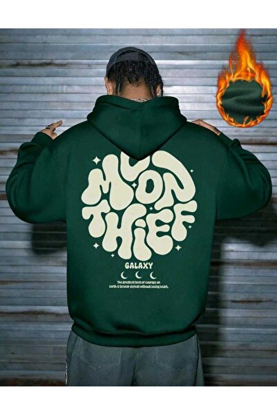 DİVİN Unisex Hooded Worth It Printed Oversize Hoodie