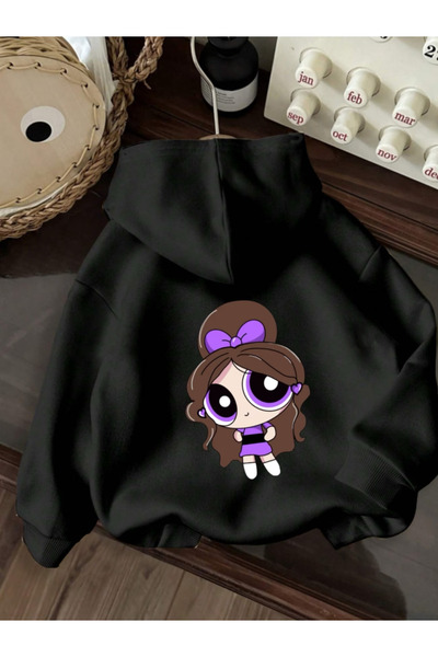 Ritec Hanorac unisex oversize cu glugă, gros, negru, de iarnă, cu imprimeu