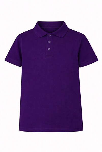OEM Tricou scoala cu maneca scurta, BAIETI, tip polo, MOV INCHIS