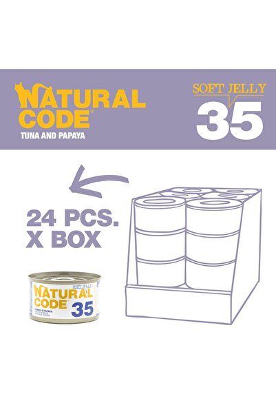 Natural Code علب تونة وبابايا في جيلي للقطط، 85 غرام، عبوة من 24 علبة