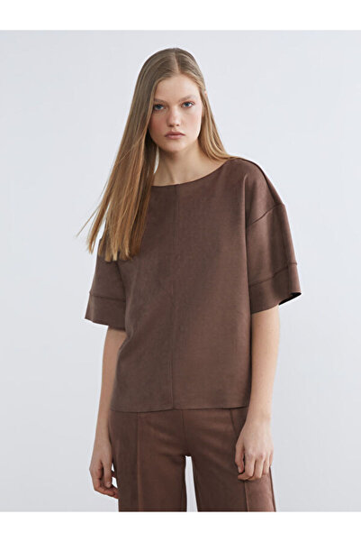 LC Waikiki I Zero Roba Collar Women's Suede T-Shirt from Freezen Store